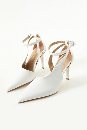 کفش پاشنه بلند کلاسیک سفید زنانه پاشنه نازک Gökçe Shoes - کد 917396335