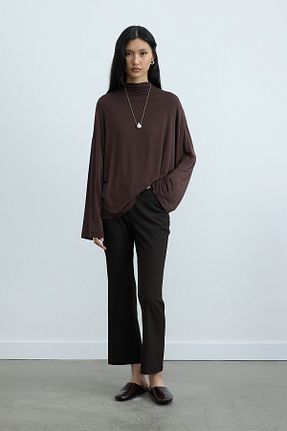 بلوز قهوه ای زنانه ساده Suud Collection - کد 917396793