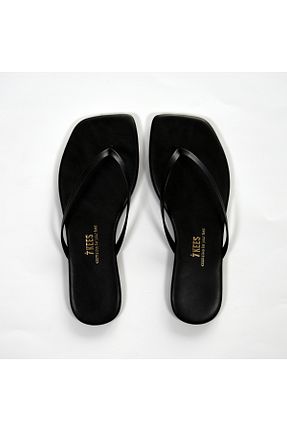 دمپائی مشکی زنانه چرم مصنوعی Tkees - کد 917431472