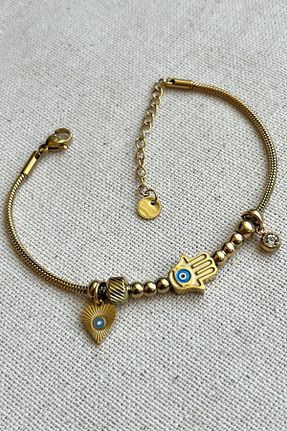 دستبند استیل (فولاد) طلائی زنانه استیل (فولاد) MODA - کد 743215725