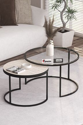 میز جلو مبلی طوسی شیشه Tapacım - کد 897852028