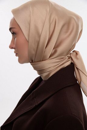 روسری قهوه ای ساتن cs camellia scarf - کد 917437077