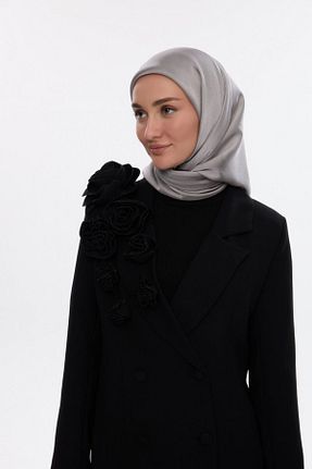 روسری طوسی ساتن cs camellia scarf - کد 917437157