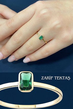 انگشتر طلا سبز زنانه 14 عیار Hepimitu - کد 123789589