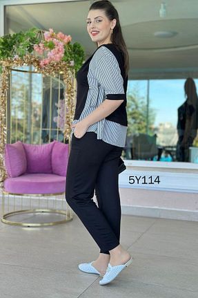 ست بالاتنه و پائین تنه مشکی زنانه بافت İnce Topuk - کد 917439239