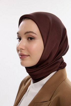 روسری قهوه ای ساتن cs camellia scarf - کد 917437072