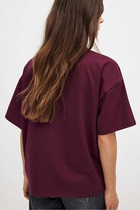 تیشرت زرشکی زنانه اورسایز Jimback - کد 917442943
