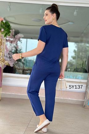 ست بالاتنه و پائین تنه سرمه ای زنانه بافت İnce Topuk - کد 917439599