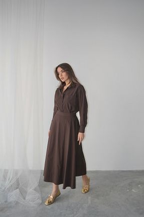 دامن قهوه ای زنانه بافتنی Swass - کد 917452166