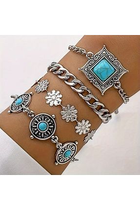دستبند جواهر آبی زنانه سنگ طبیعی Feron accessories - کد 917457688