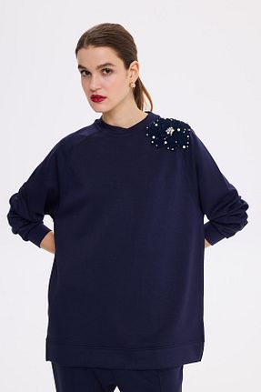 تونیک حجاب سرمه ای زنانه مخلوط پلی استر Missemramiss - کد 901418518