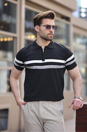 پولوشرت مشکی مردانه تریکو Madmext - کد 917457494