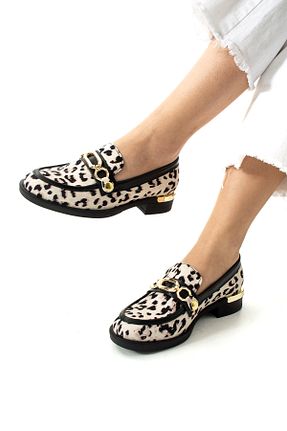 کفش لوفر بژ زنانه چرم مصنوعی Güllü Shoes - کد 917449948