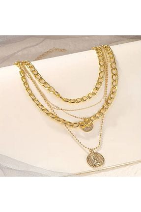 گردنبند استیل ( فولاد ) زرد زنانه کروم Feron accessories - کد 917459359