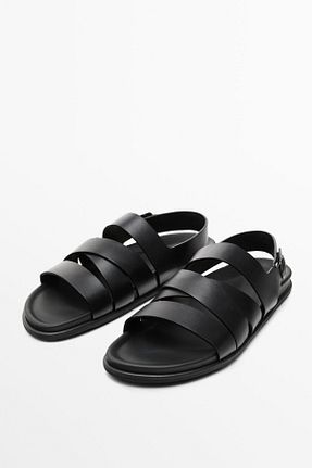 صندل مشکی مردانه پاشنه تخت Massimo Dutti - کد 920558193