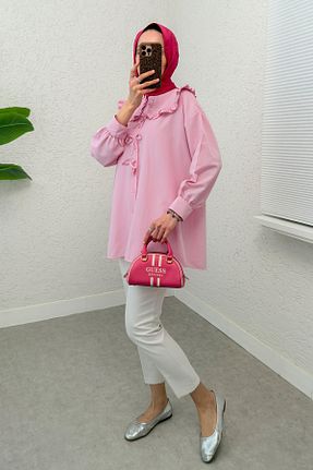 تونیک حجاب صورتی زنانه پنبه ای Salih Çelebi - کد 920559927