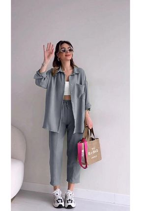 ست بالاتنه و پائین تنه طوسی زنانه بافت Barbora - کد 920783768