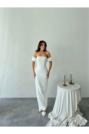 لباس مجلسی و فارغ التحصیلی سفید زنانه شیفون conconmoda - کد 917473878