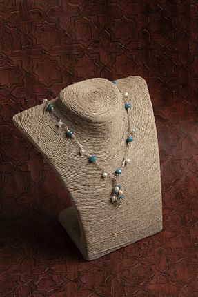 گردنبند جواهر رنگی زنانه Saff Doğal Taş - کد 920581772