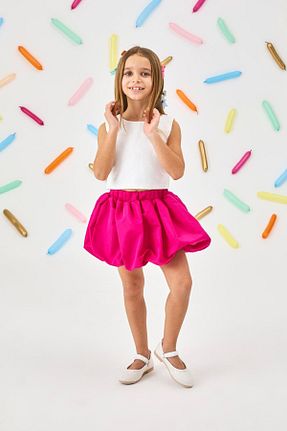دامن صورتی بچه گانه چاپی Le Mabelle - کد 920568008