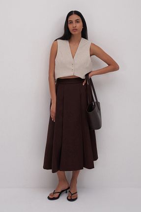 دامن قهوه ای زنانه بافتنی mathilda store - کد 917505499