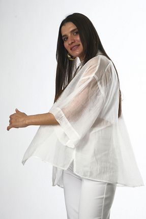 پیراهن سفید زنانه اورسایز ABBRA - کد 917545798