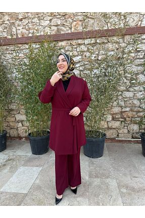 ست بالاتنه و پائین تنه زرشکی زنانه پنبه ای Emsale - کد 920582053