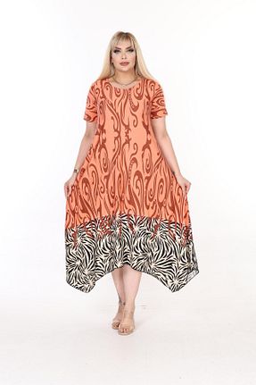 لباس سایز بزرگ نارنجی زنانه Penye mami butik - کد 920584824