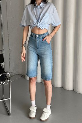 شلوارک و برمودا آبی زنانه فاق بلند XRAY JEANS - کد 917566402