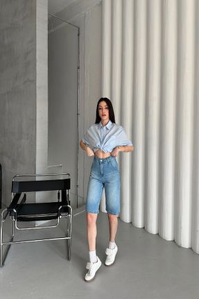 شلوارک و برمودا آبی زنانه فاق بلند XRAY JEANS - کد 917566402