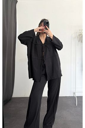 ست بالاتنه و پائین تنه مشکی زنانه اسلیم nona butik - کد 920609336