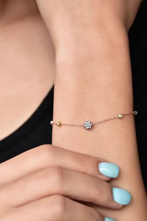 دستبند نقره صورتی زنانه 925 عیار Papatya Silver - کد 144093050
