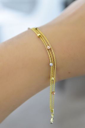 دستبند نقره طلائی زنانه 925 عیار Papatya Silver - کد 349857519