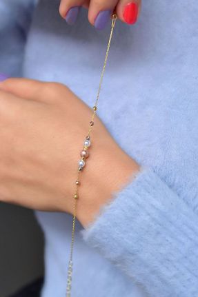 دستبند نقره طلائی زنانه 925 عیار Papatya Silver - کد 198311673