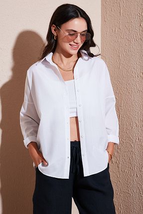پیراهن سفید زنانه رگولار Lela - کد 917576814