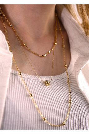 گردنبند جواهر زرد زنانه روکش طلا MARCİELO Accessories - کد 917685495