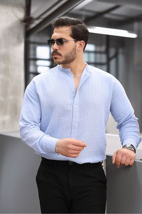 پیراهن آبی مردانه یقه کلاسیک Valiberta - کد 917664263