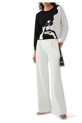 شلوار سفید زنانه پاچه گشاد Alice and Olivia - کد 917748276