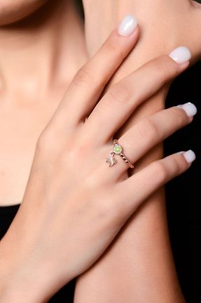 انگشتر نقره سبز زنانه زیرکن Papatya Silver - کد 134622995