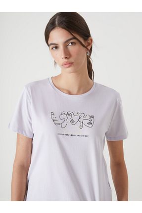 تیشرت بنفش زنانه رگولار LC Waikiki - کد 930705376