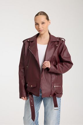 کت زرشکی زنانه اورسایز İLKCET MODA - کد 906218785