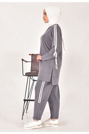 ست بالاتنه و پائین تنه حجاب طوسی زنانه رگولار Puane - کد 917752023