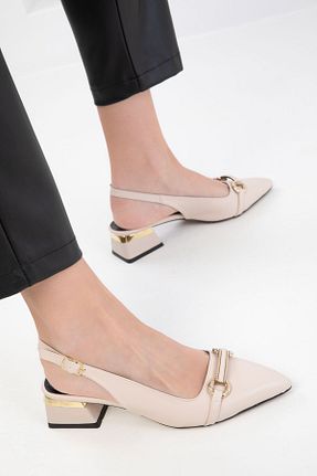 کفش پاشنه بلند کلاسیک بژ زنانه چرم مصنوعی SOHO - کد 905026901