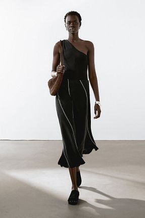 دامن مشکی زنانه کتان Massimo Dutti - کد 904918435