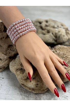 دستبند جواهر صورتی زنانه مروارید SEDEF TAKI - کد 905066968