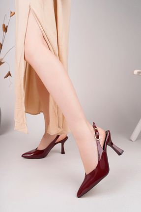 کفش پاشنه بلند کلاسیک زرشکی زنانه چرم لاکی sv savves - کد 904873091