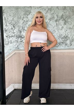 شلوار سایز بزرگ مشکی زنانه بافت MODA - کد 904902655