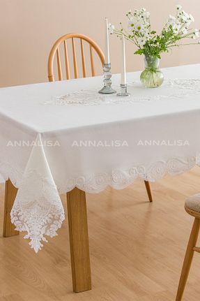 رومیزی سفید کتان Annalisa - کد 906217076