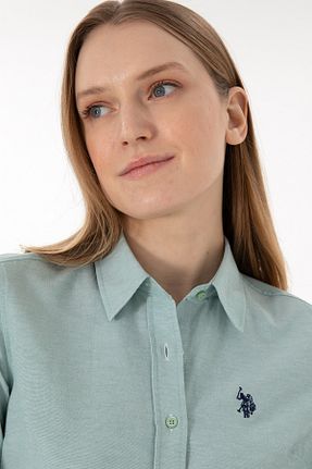پیراهن سبز زنانه یقه پیراهنی U.S. Polo Assn. - کد 862432476