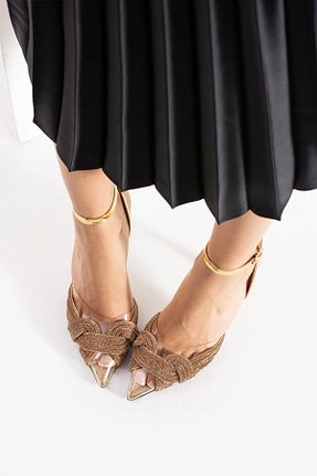 کفش پاشنه بلند کلاسیک زرد زنانه چرم مصنوعی Tulin Shoes - کد 904859759